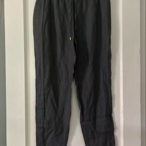 Ellen Tracy Jogger Linen Pants with Elastic Waistband